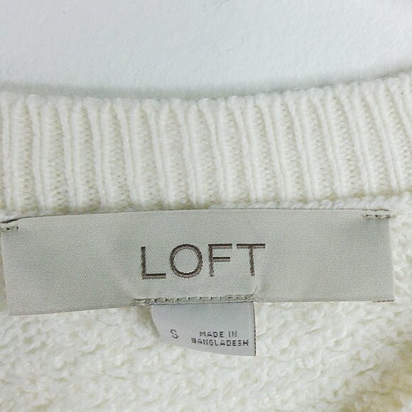 Loft - Cream/Ivory Long Sleeve Scoop Wool Blend Neck Sweater - Small - Picture 4 of 6